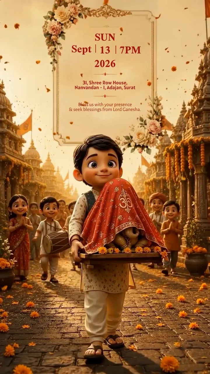 IM228 | Home Bappa Aagman Invitation