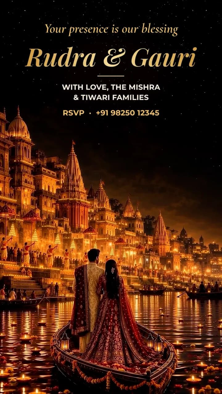 IM267 | Varanasi Theme Wedding Invitation