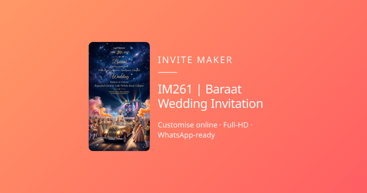 Royal Baraat Wedding Invitation | Invite Maker